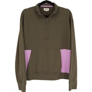 Pact Grape Leaf/Wild Orchid Perfectly Lightweight Quarter Zip Size L Pullover